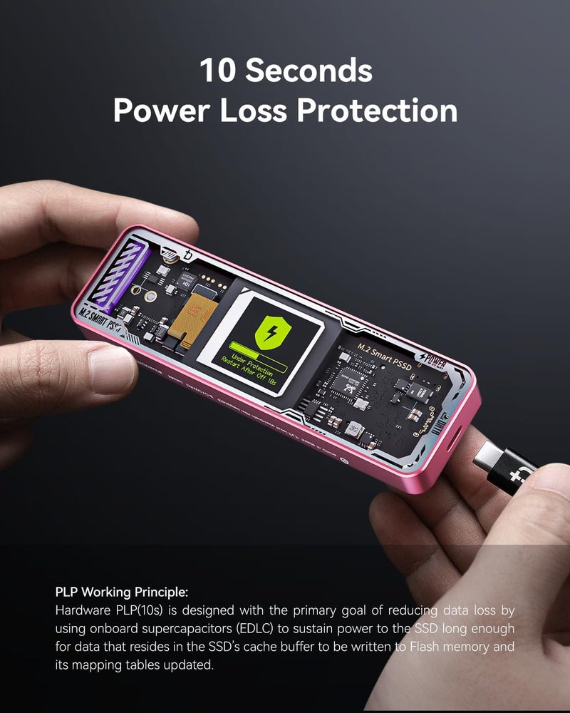 DOCKCASE Explorer Edition M.2 NVMe SSD Enclosure,Support 10s PLP Prevents Write Data Loss,USB 3.2 Gen 2 Type-C (10 Gbps), fits NVMe PCIe,Size 2230/2242/2260/2280,Support M-Key B+M Key UASP - Image 5